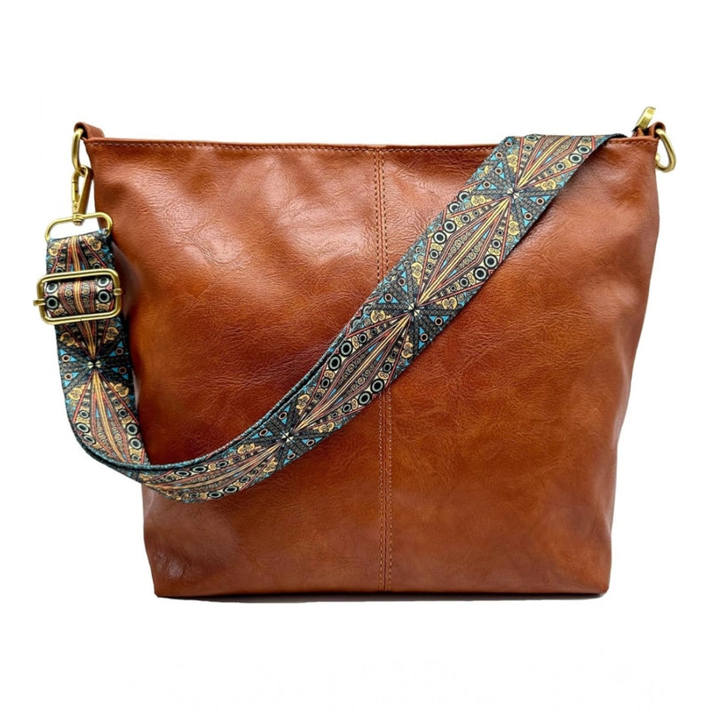 Mayawye Women's PU Leather Medium Sling bag Zipper Handbag (Brown)