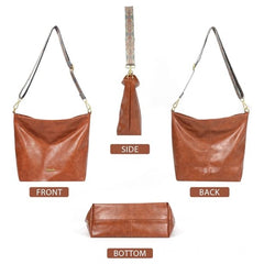 Mayawye Women's PU Leather Medium Sling bag Zipper Handbag (Brown)