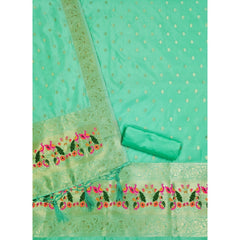 Mayawye Women's Banarasi Silk Printed Unstitched Salwar Suit Material With Dupatta (Seagreen, 3Mtrs)