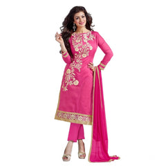 Mayawye Women's Chanderi Unstitched Salwar Suit-Material With Dupatta (Pink,2 Mtrs)