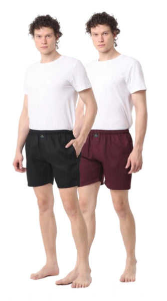 Mayawye Pack_of_2 Men's Polycotton Solid Boxer Shorts (Multicolor)