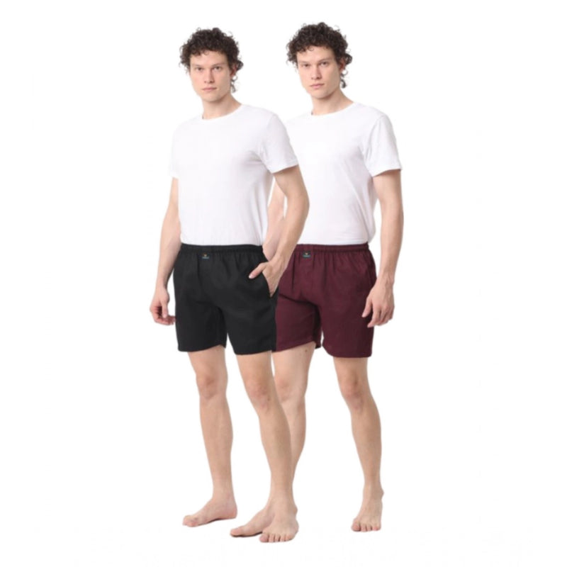 Mayawye Pack_of_2 Men's Polycotton Solid Boxer Shorts (Multicolor)