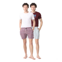 Mayawye Pack_of_2 Men's Polycotton Checked Boxer Shorts (Multicolor)