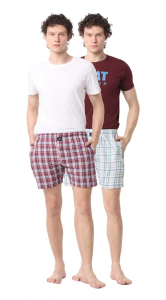 Mayawye Pack_of_2 Men's Polycotton Checked Boxer Shorts (Multicolor)