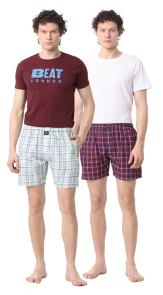 Mayawye Pack_of_2 Men's Polycotton Checked Boxer Shorts (Multicolor)