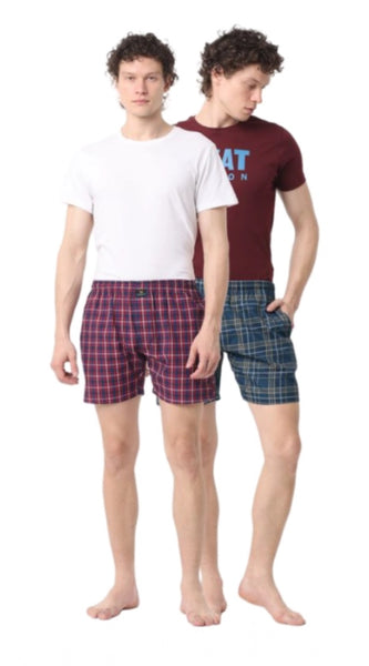 Mayawye Pack_of_2 Men's Polycotton Checked Boxer Shorts (Multicolor)