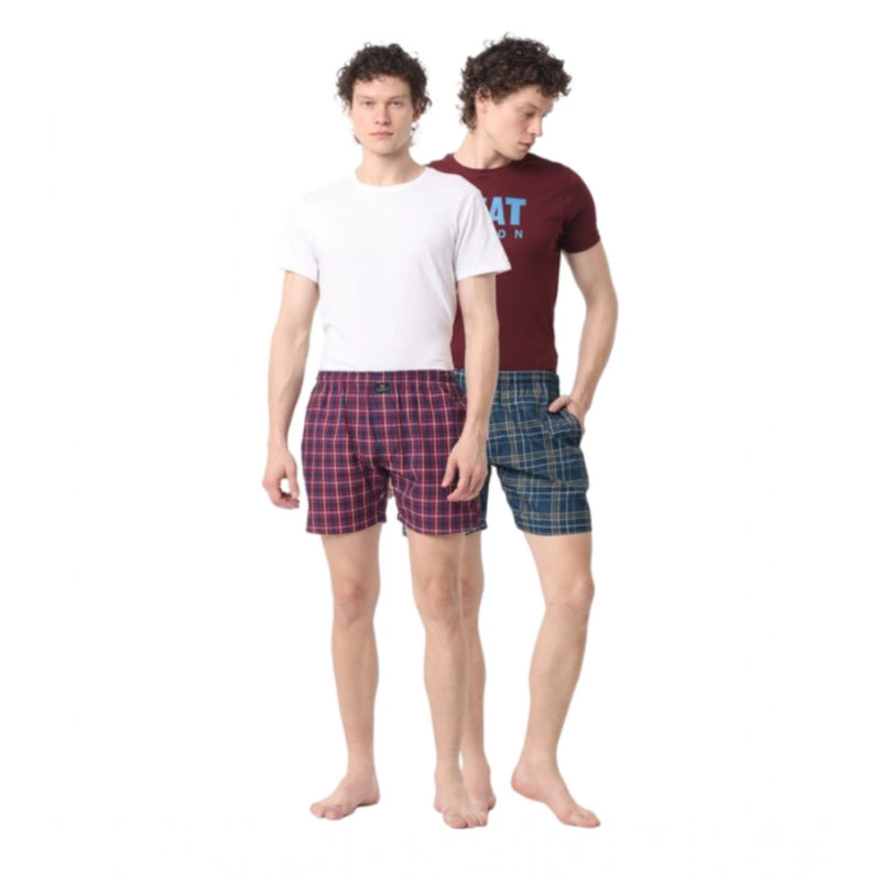 Mayawye Pack_of_2 Men's Polycotton Checked Boxer Shorts (Multicolor)