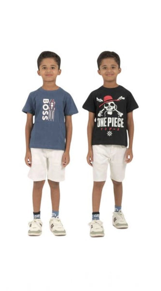 Mayawye Pack of 2 Boy's Cotton Printed Short Sleeve T-Shirt's (Multicolor)