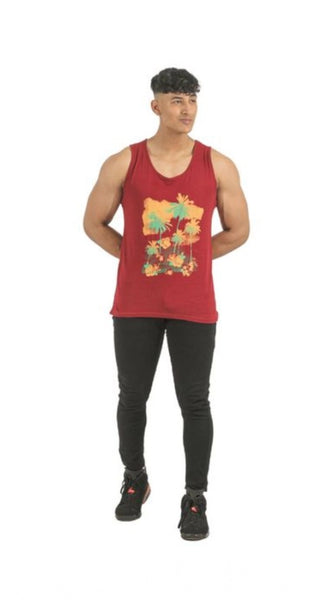 Mayawye Pack of 2 Men's Casual Cotton Printed Sleeveless Sleeve Tshirts (Multicolor)