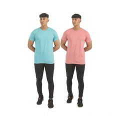Mayawye Pack of 2 Men's Casual Cotton Solid Short Sleeve Tshirts (Multicolor)