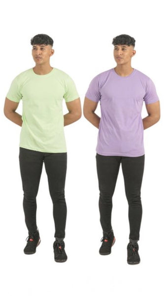 Mayawye Pack of 2 Men's Casual Cotton Solid Short Sleeve Tshirts (Multicolor)