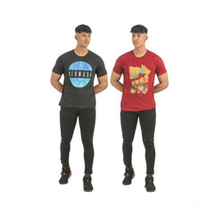 Mayawye Pack of 2 Men's Casual Cotton Printed Short Sleeve Tshirts (Multicolor)
