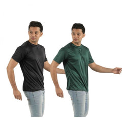 Mayawye Pack of 2 Men's Casual Polyester Blend Solid Short Sleeve Tshirts (Multicolor)