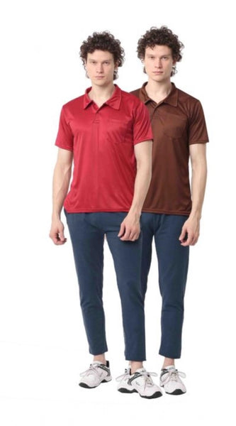 Mayawye Pack of 2 Men's Casual Cotton Blend Solid Short Sleeve Tshirts (Multicolor)