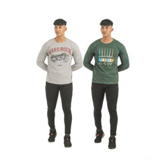 Mayawye Pack of 2 Men's Casual Cotton Printed Full Sleeve Tshirts (Multicolor)