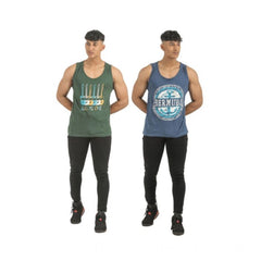 Mayawye Pack of 2 Men's Casual Cotton Printed Sleeveless Sleeve Tshirts (Multicolor)