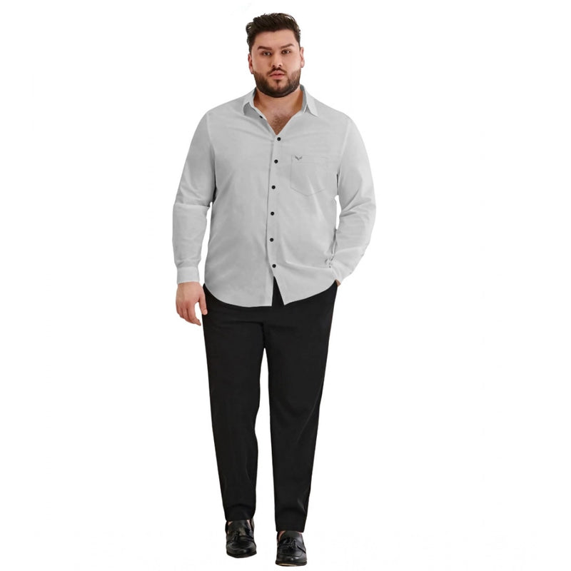 Mayawye Mens Casual Cotton Solid Full Sleeve Shirt (Grey)
