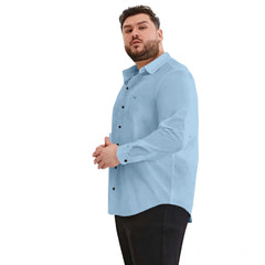 Mayawye Mens Casual Cotton Solid Full Sleeve Shirt (Sky)