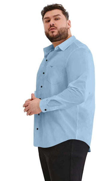Mayawye Mens Casual Cotton Solid Full Sleeve Shirt (Sky)