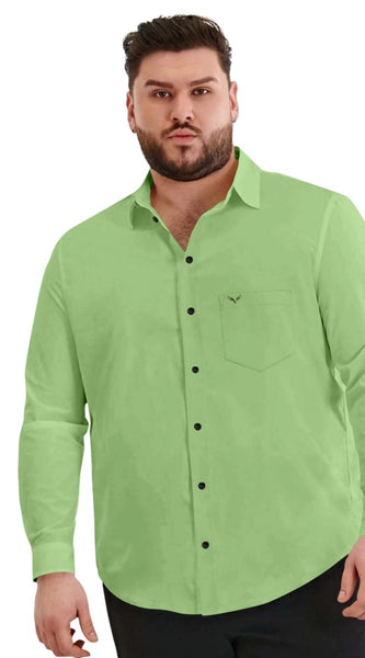Mayawye Mens Casual Cotton Solid Full Sleeve Shirt (Pista)