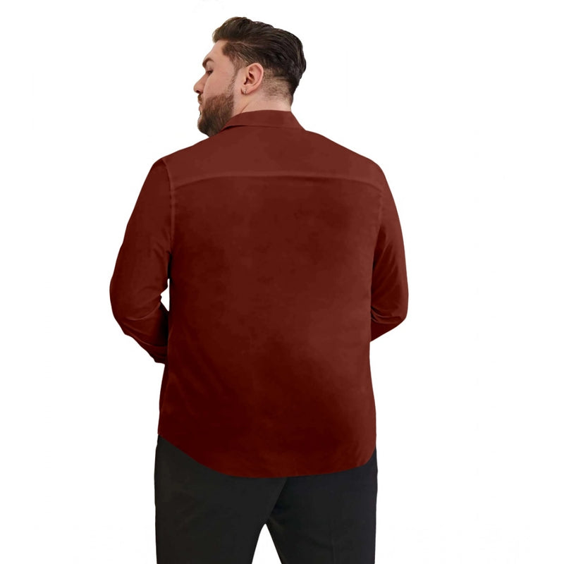 Mayawye Mens Casual Cotton Solid Full Sleeve Shirt (Maroon)