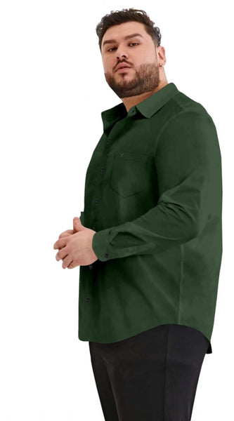 Mayawye Mens Casual Cotton Solid Full Sleeve Shirt (Green)