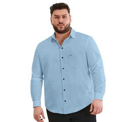 Mayawye Mens Casual Cotton Solid Full Sleeve Shirt (Sky)