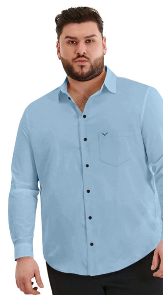 Mayawye Mens Casual Cotton Solid Full Sleeve Shirt (Sky)