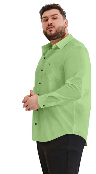 Mayawye Mens Casual Cotton Solid Full Sleeve Shirt (Pista)