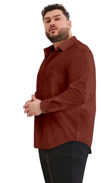 Mayawye Mens Casual Cotton Solid Full Sleeve Shirt (Maroon)
