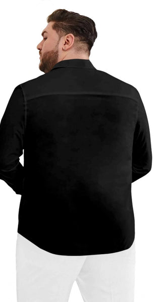 Mayawye Mens Casual Cotton Solid Full Sleeve Shirt (Black)