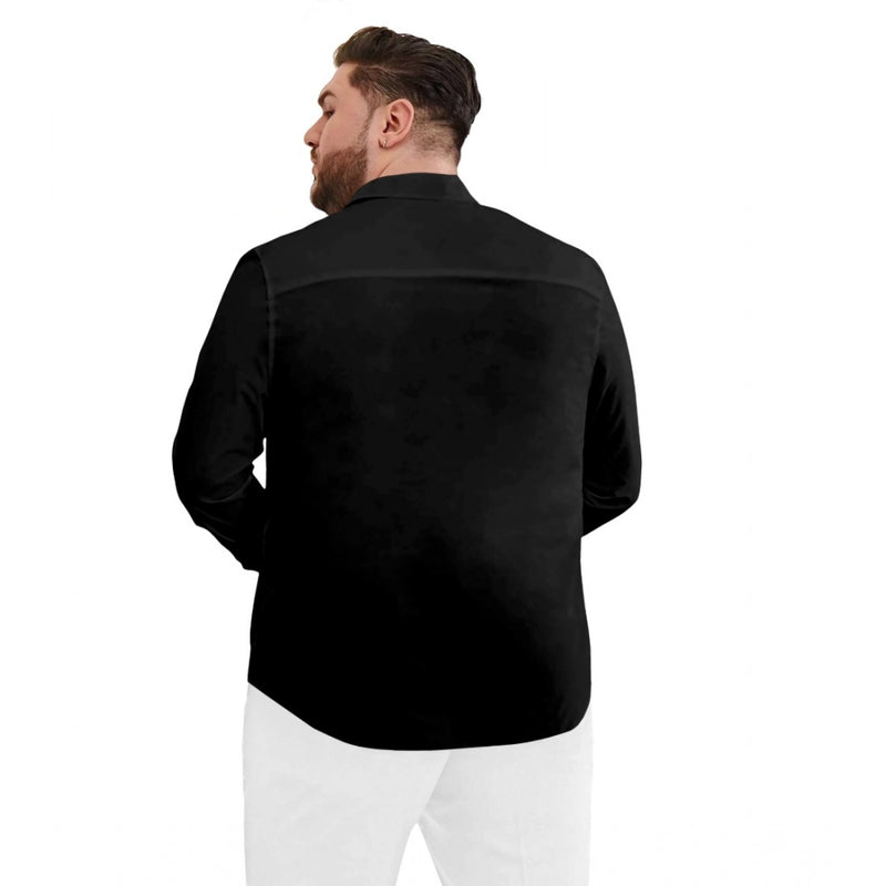 Mayawye Mens Casual Cotton Solid Full Sleeve Shirt (Black)