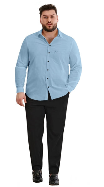 Mayawye Mens Casual Cotton Solid Full Sleeve Shirt (Sky)