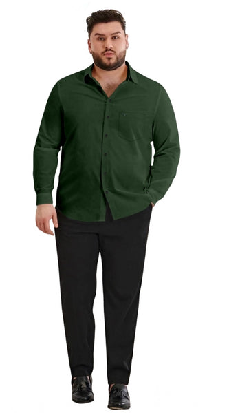 Mayawye Mens Casual Cotton Solid Full Sleeve Shirt (Green)