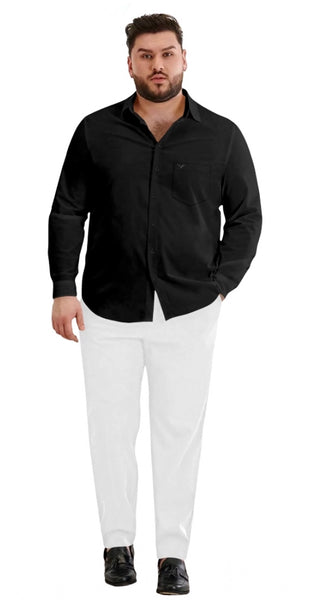 Mayawye Mens Casual Cotton Solid Full Sleeve Shirt (Black)
