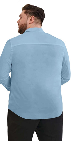 Mayawye Mens Casual Cotton Solid Full Sleeve Shirt (Sky)