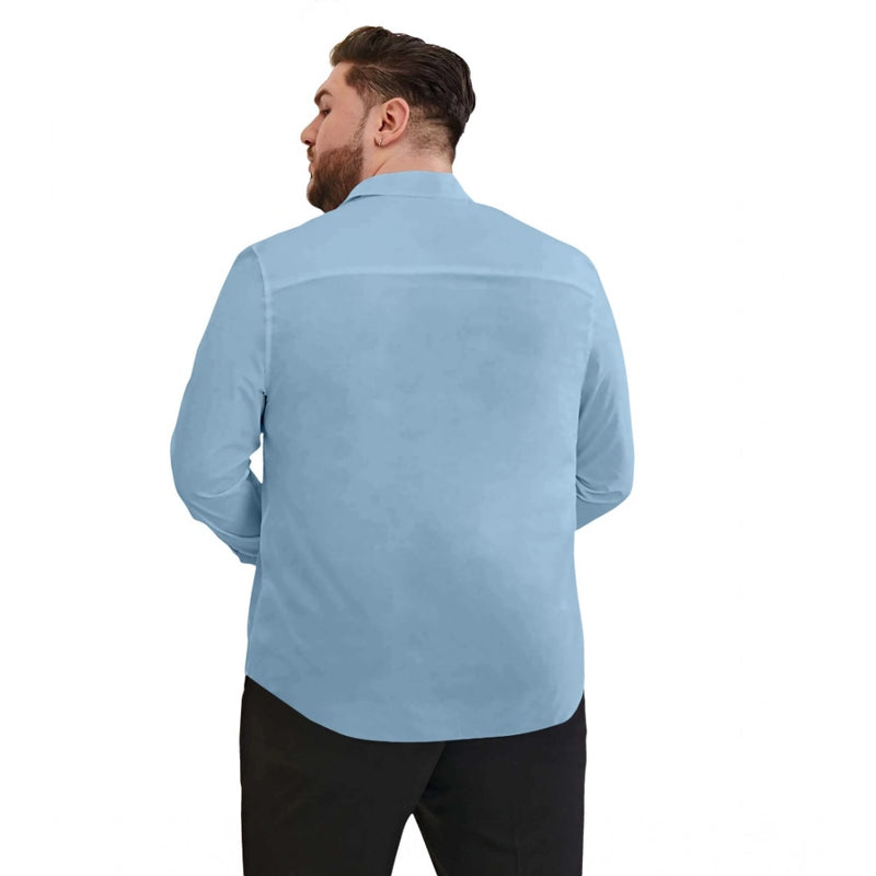 Mayawye Mens Casual Cotton Solid Full Sleeve Shirt (Sky)