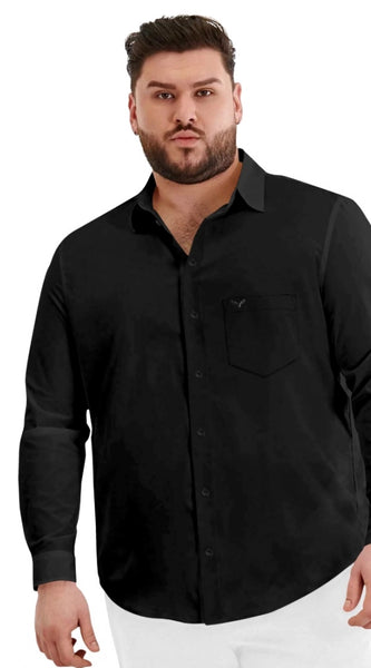 Mayawye Mens Casual Cotton Solid Full Sleeve Shirt (Black)