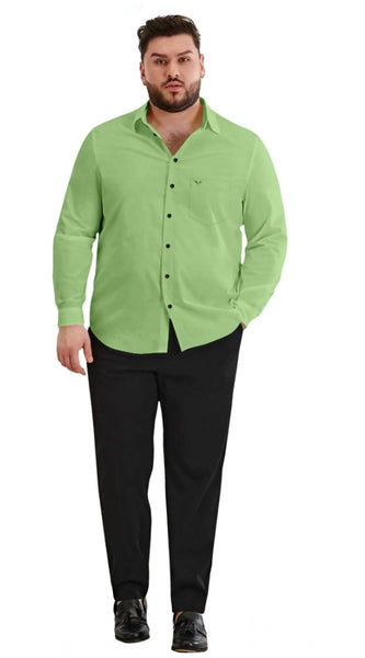 Mayawye Mens Casual Cotton Solid Full Sleeve Shirt (Pista)