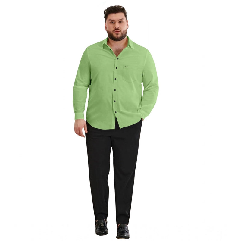 Mayawye Mens Casual Cotton Solid Full Sleeve Shirt (Pista)
