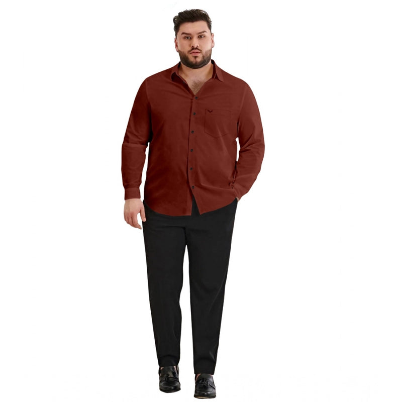 Mayawye Mens Casual Cotton Solid Full Sleeve Shirt (Maroon)