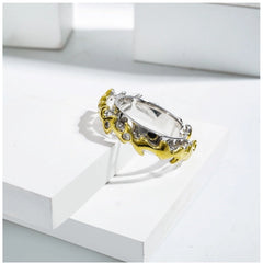 Mayawye Stainless Steel Double Tone High-Quality Freesize Ring (Silver Plated)