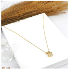 Mayawye Women's Stainless Steel Heart Shape Golden Delicate Pendent Chain (Gold Plated)