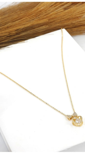 Mayawye Women's Stainless Steel Heart Shape Golden Delicate Pendent Chain (Gold Plated)