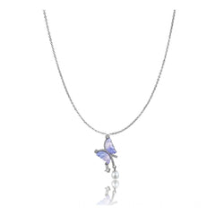 Mayawye Women's Stainless Steel Butterfly Dailywear Pendent Delicate Chain (Silver Plated)
