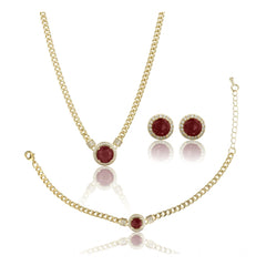 Mayawye Women's Stainless Steel Red Color Golden Chain Western Combo Jewelry (Gold Plated)