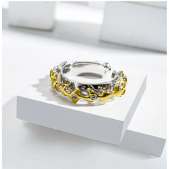 Mayawye Stainless Steel Double Tone High-Quality Freesize Ring (Silver Plated)