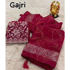 Mayawye Women's Georgette Printed Saree With Unstitched Blouse (Pink, 5-5 Mtrs)
