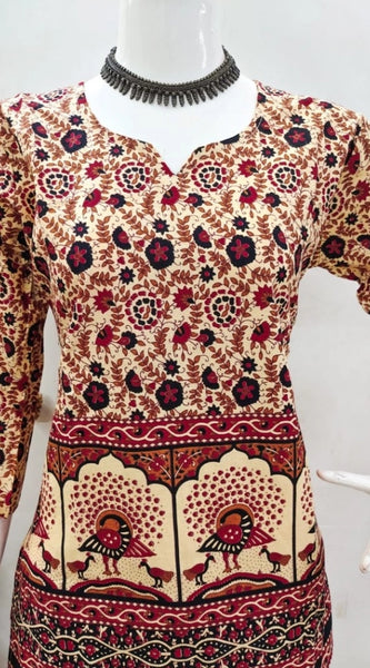 Mayawye Women's Cotton Jaipuri Printed 3-4th Sleeve Co ord Set (Multicolor)