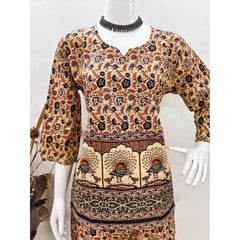 Mayawye Women's Cotton Jaipuri Printed 3-4th Sleeve Co ord Set (Multicolor)
